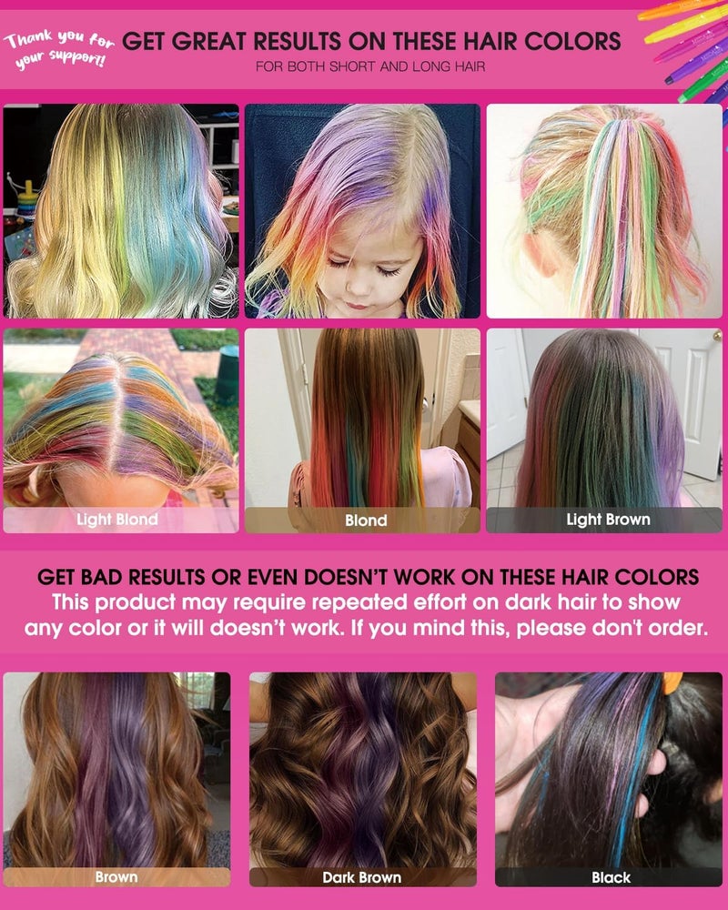 MSDADA Hair Chalk for Girls Kids-14 Temporary Colors Hair Color Dye Washable Makeup Kit DIY Birthday Cosplay Halloween Gifts for Girls Party Supplies Aged 3 4 5 6 7 8 9 10-12 - Image 3
